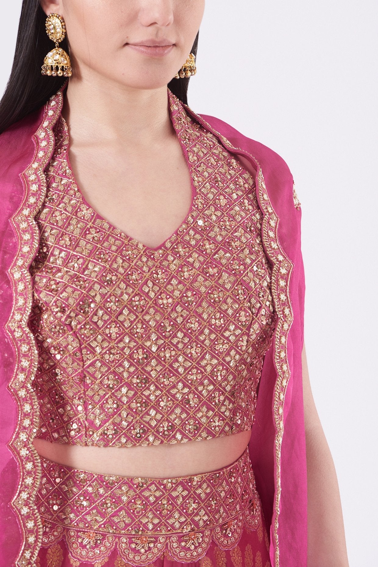 Rani Pink Embroidered Sharara Set