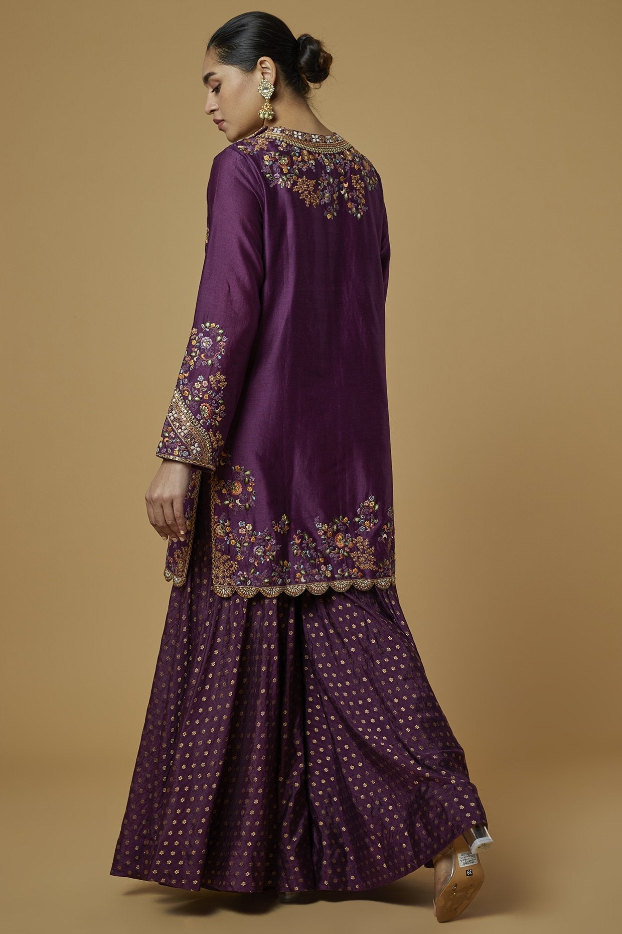Purple Brocade Sharara Set