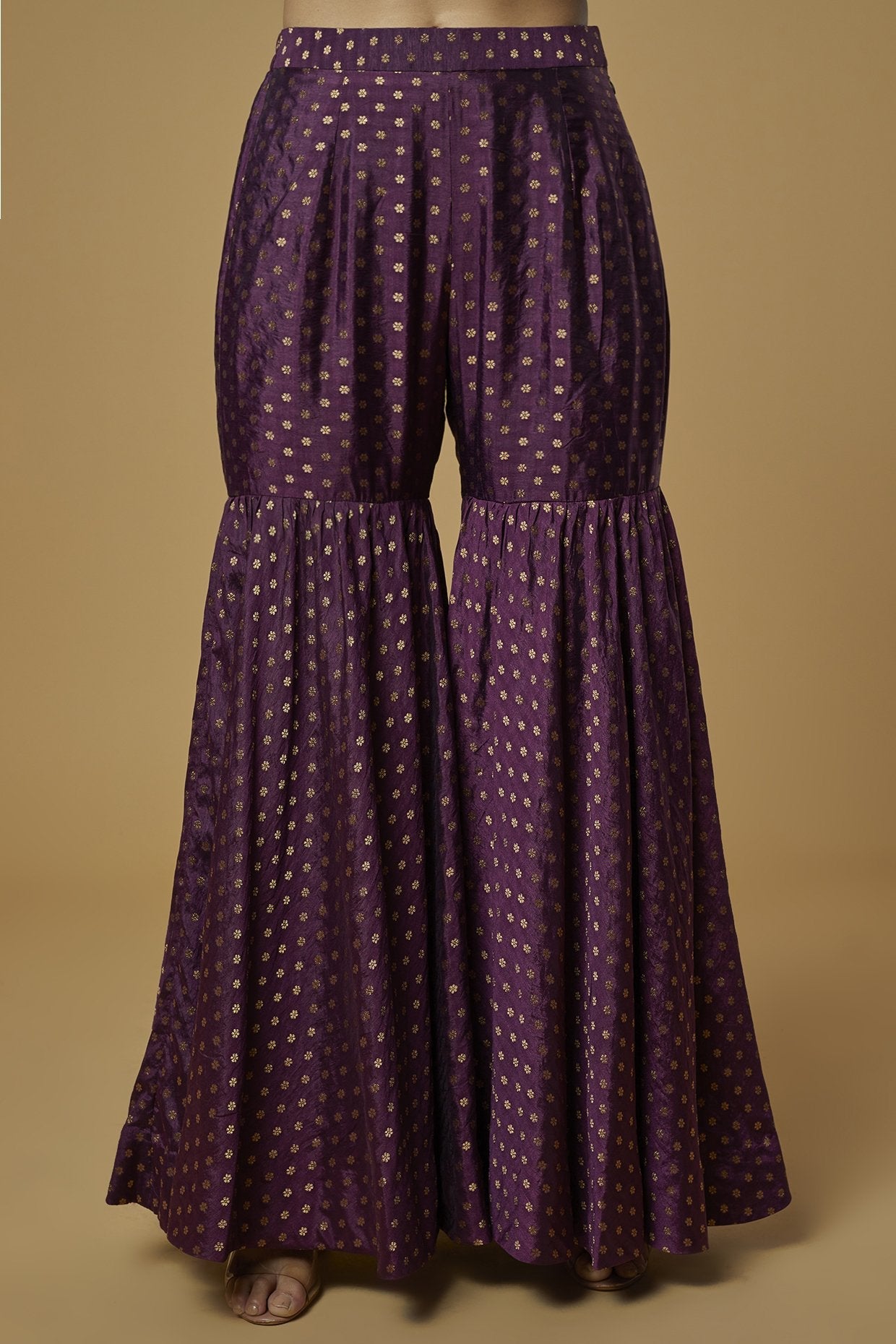 Purple Brocade Sharara Set