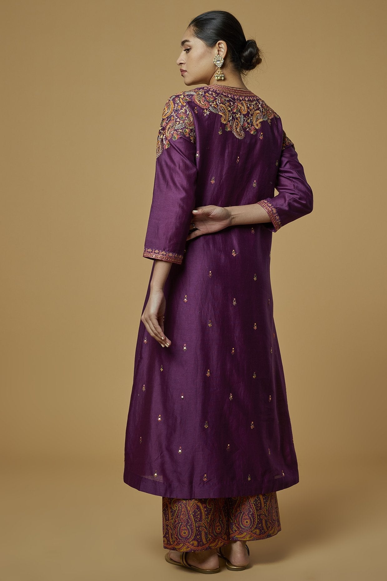 Purple Chanderi Kurta Set
