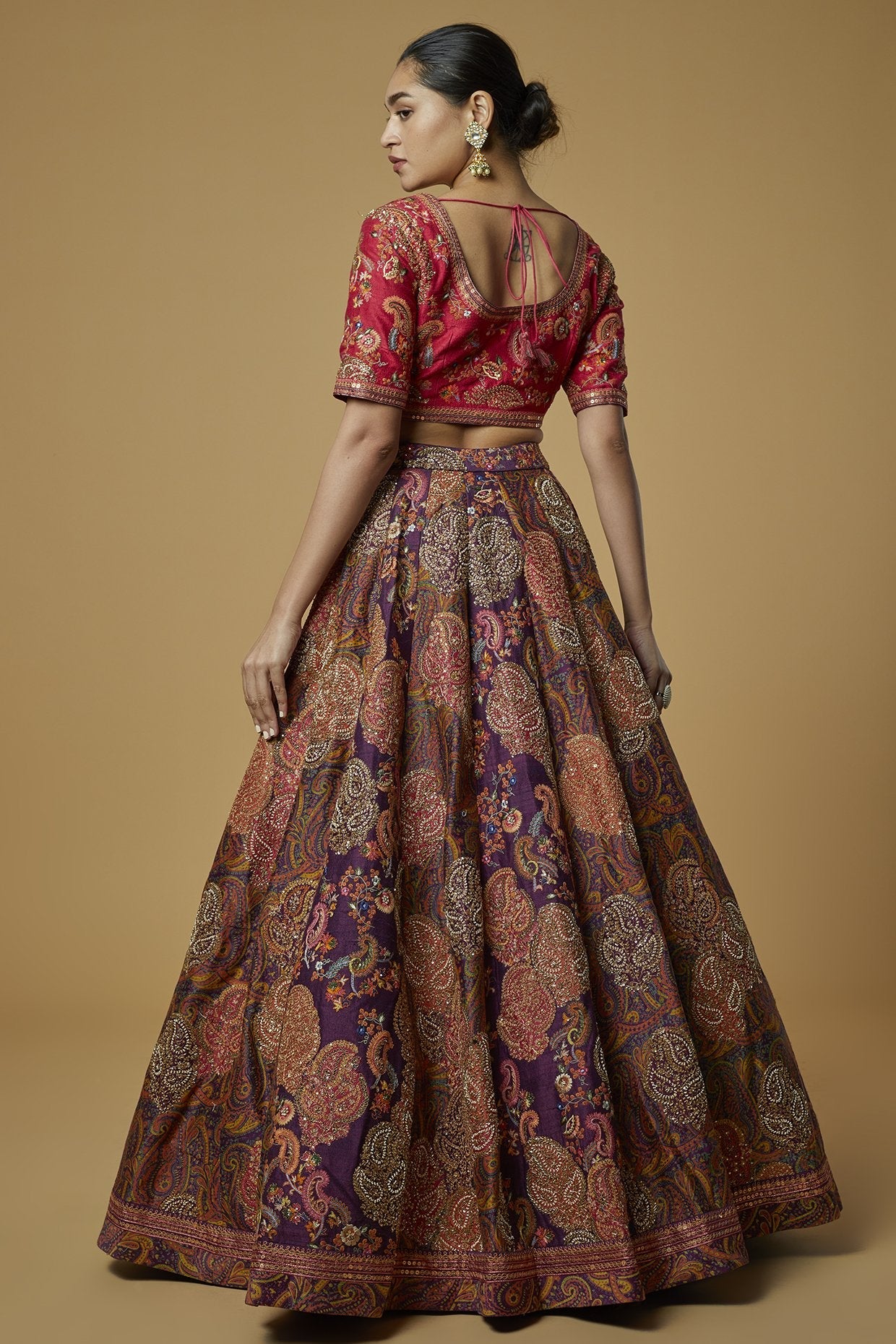 Purple Paisley Printed Lehenga Set