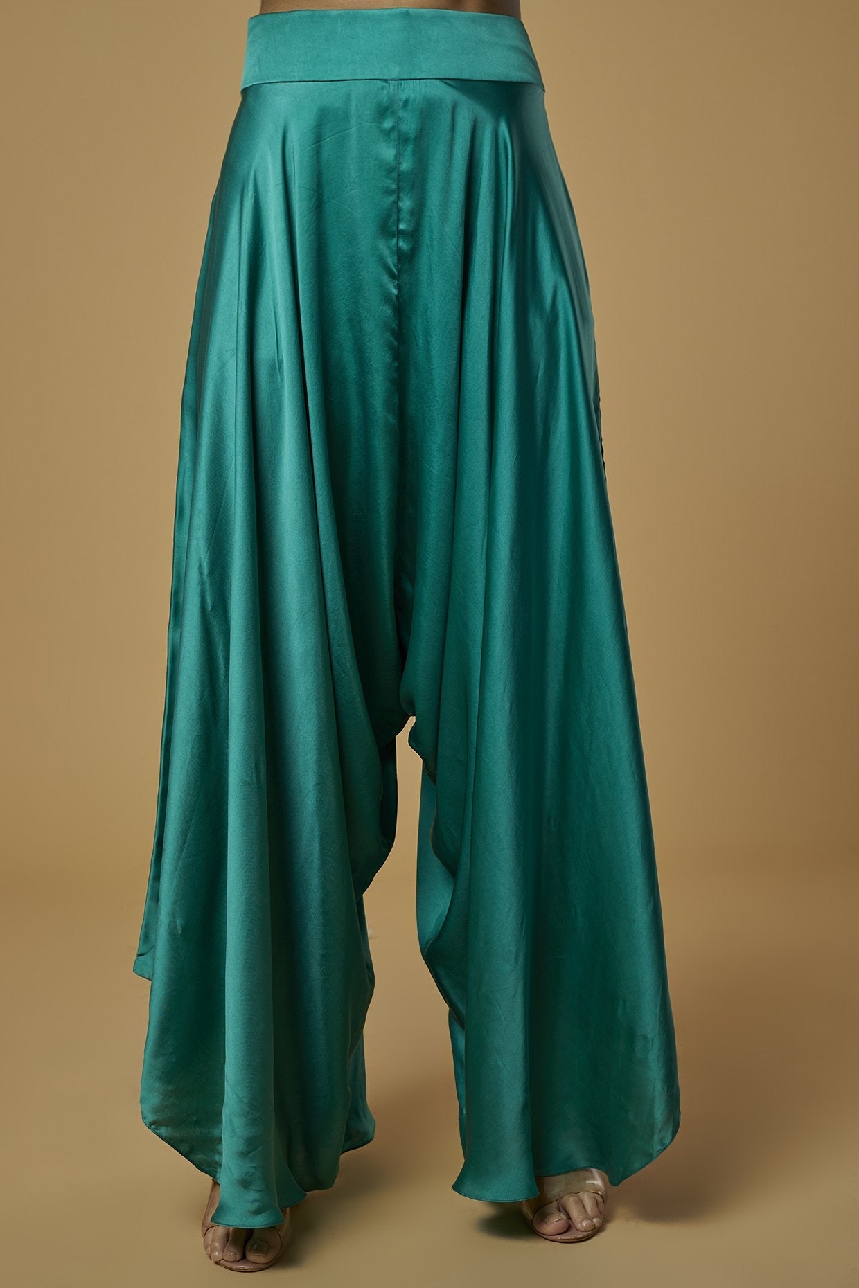 Teal Printed Jacket Set