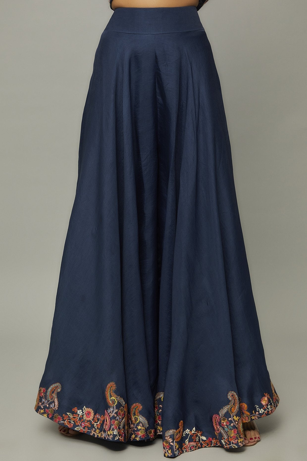 Blue Organza Embroidered Sharara Set