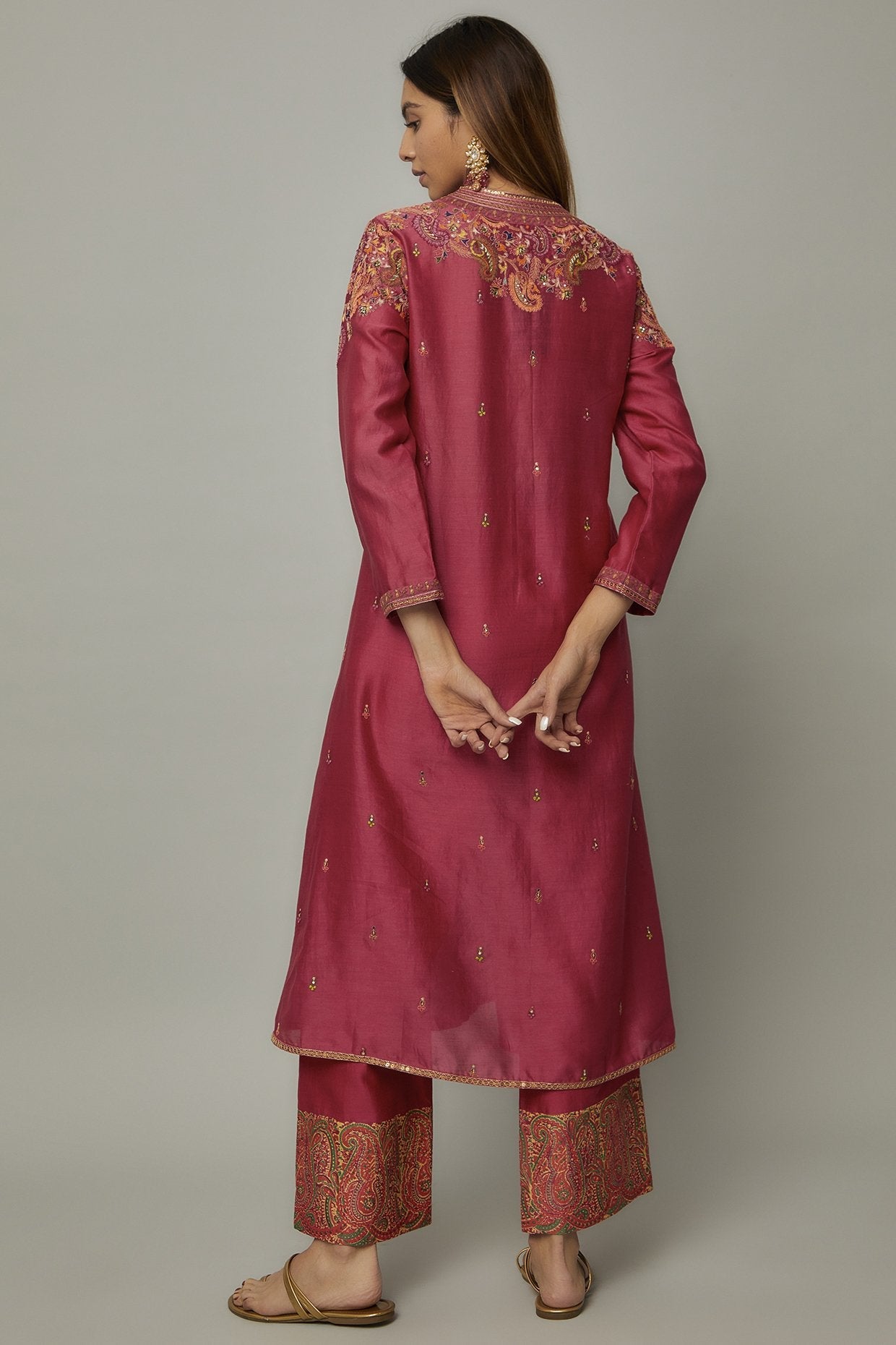 Pink Chanderi Kurta Set