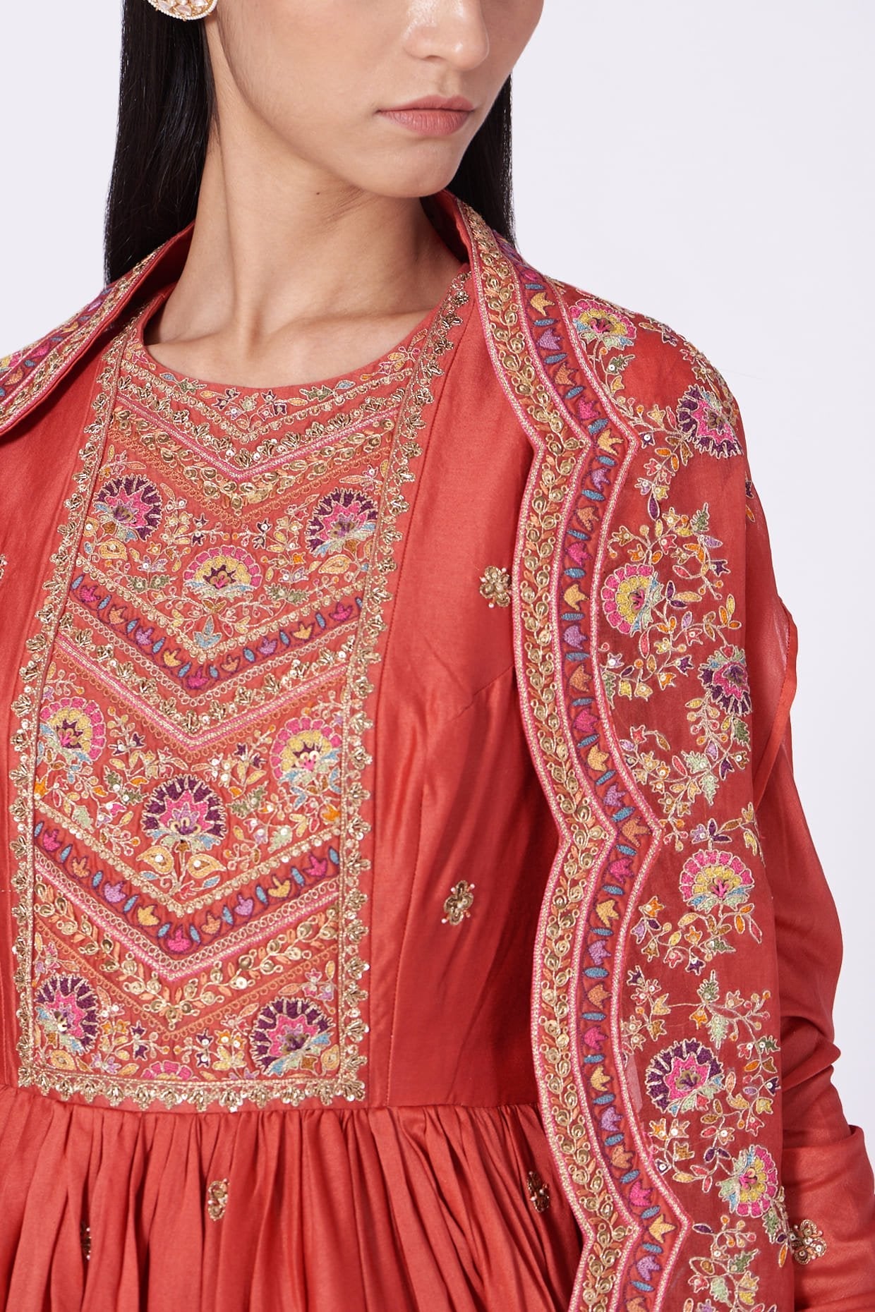 Red Chanderi Sharara Set