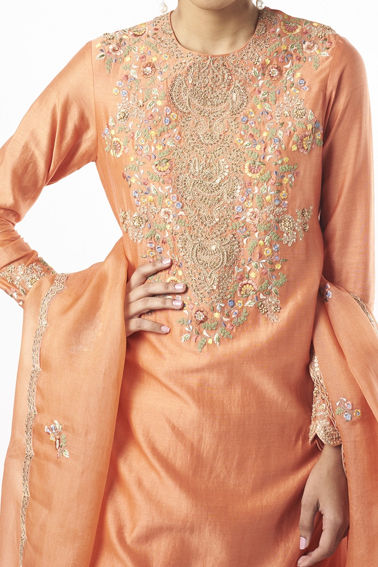 Orange Brocade Sharara Set