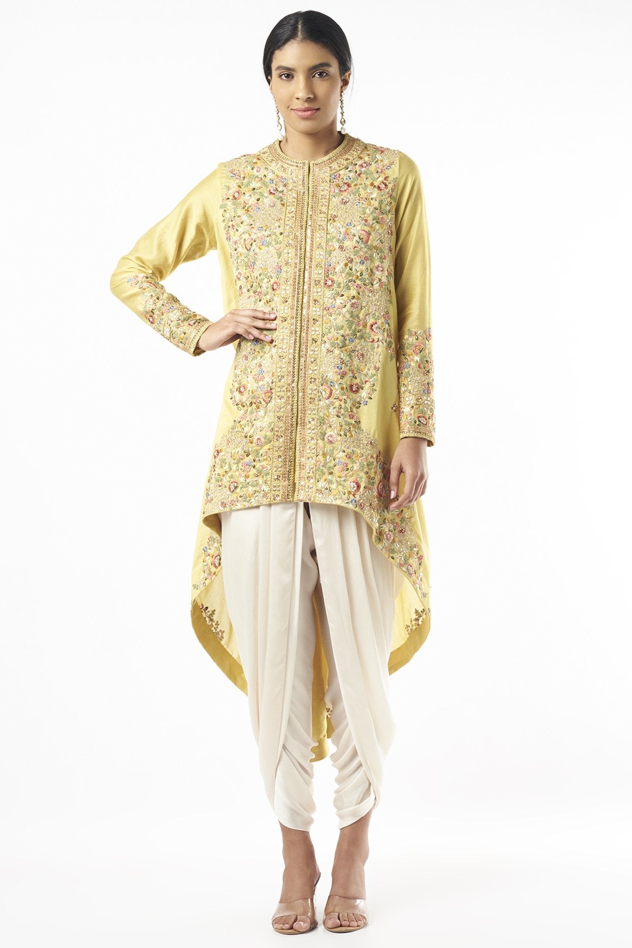White Satin Dhoti Set
