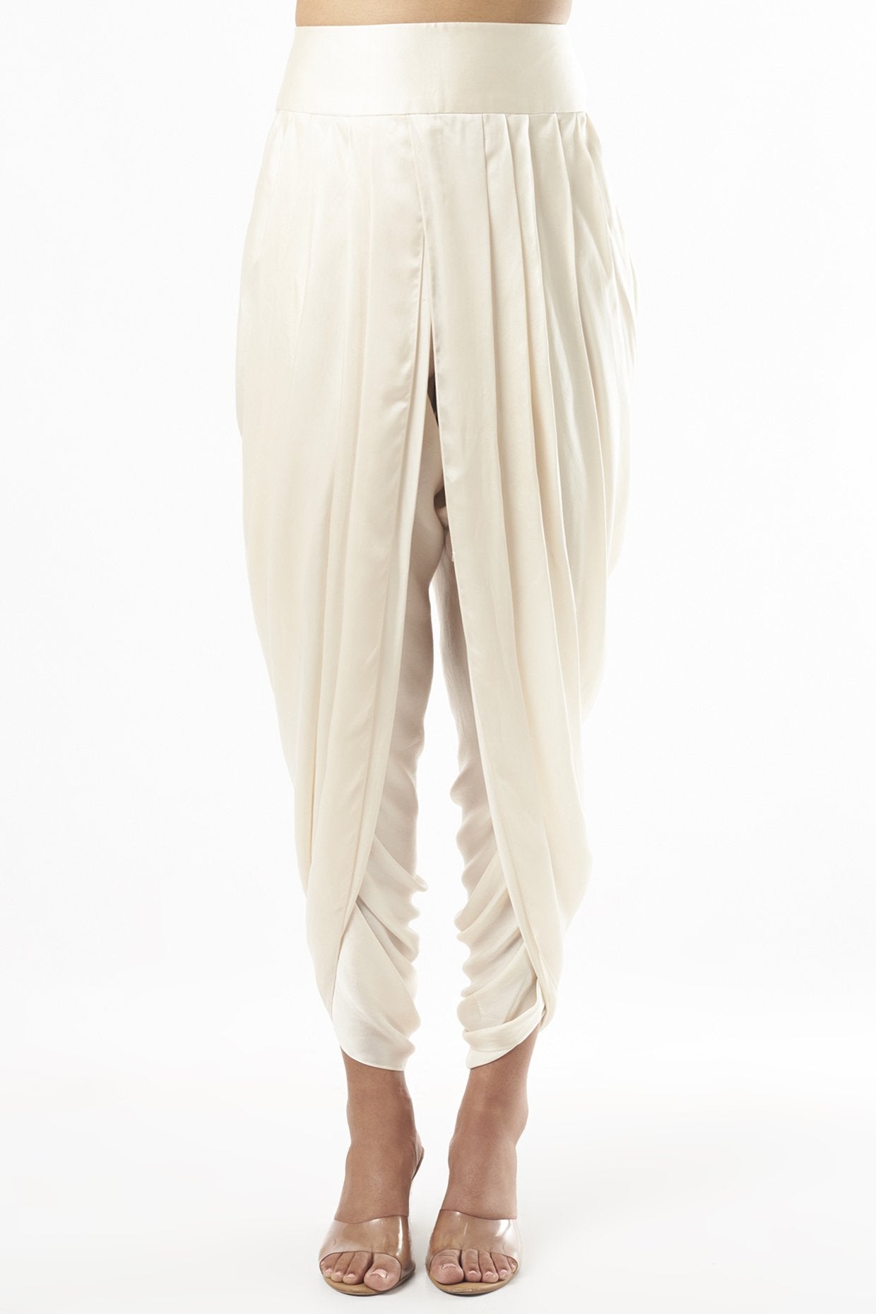 White Satin Dhoti Set