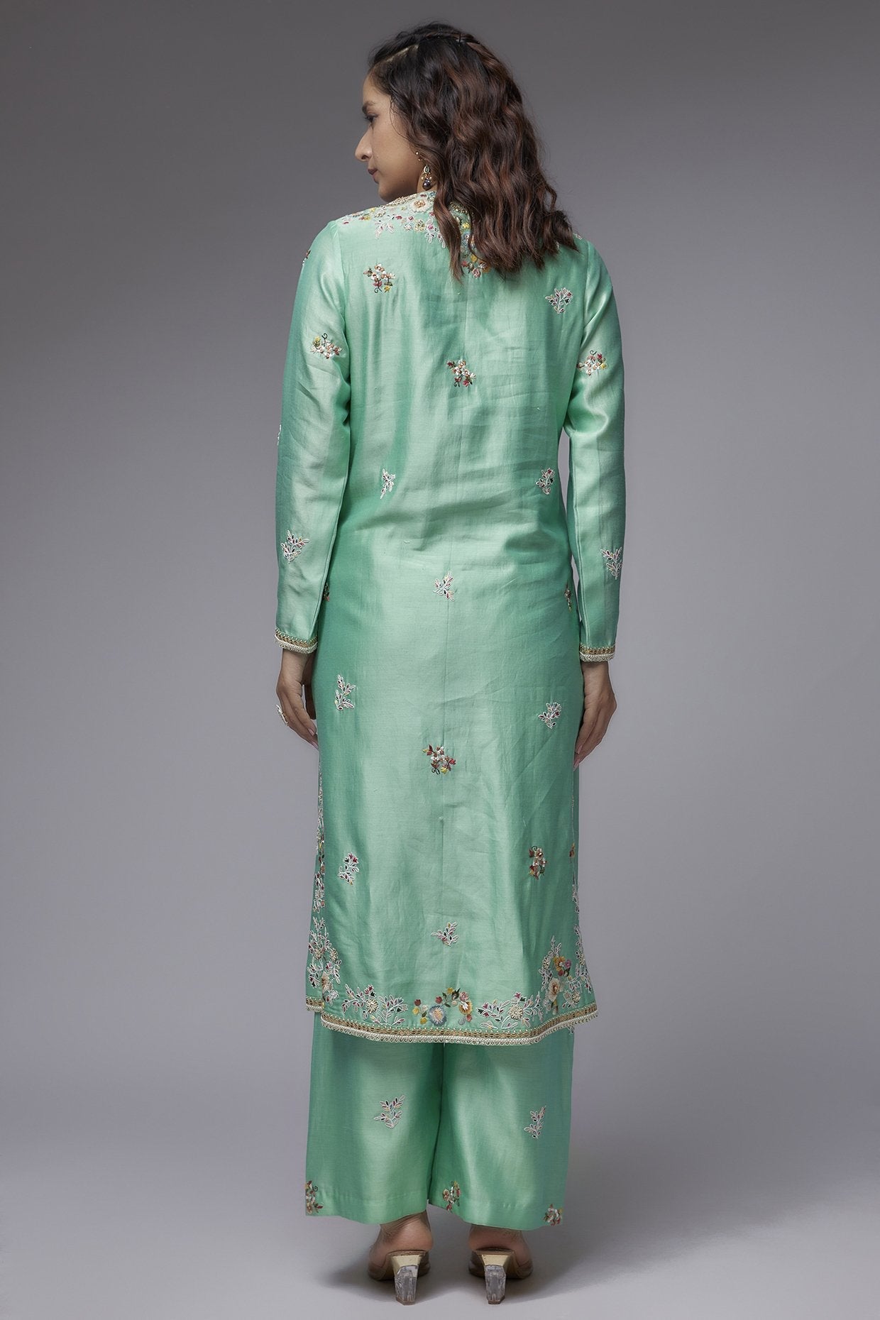Turquoise Chanderi Kurta Set