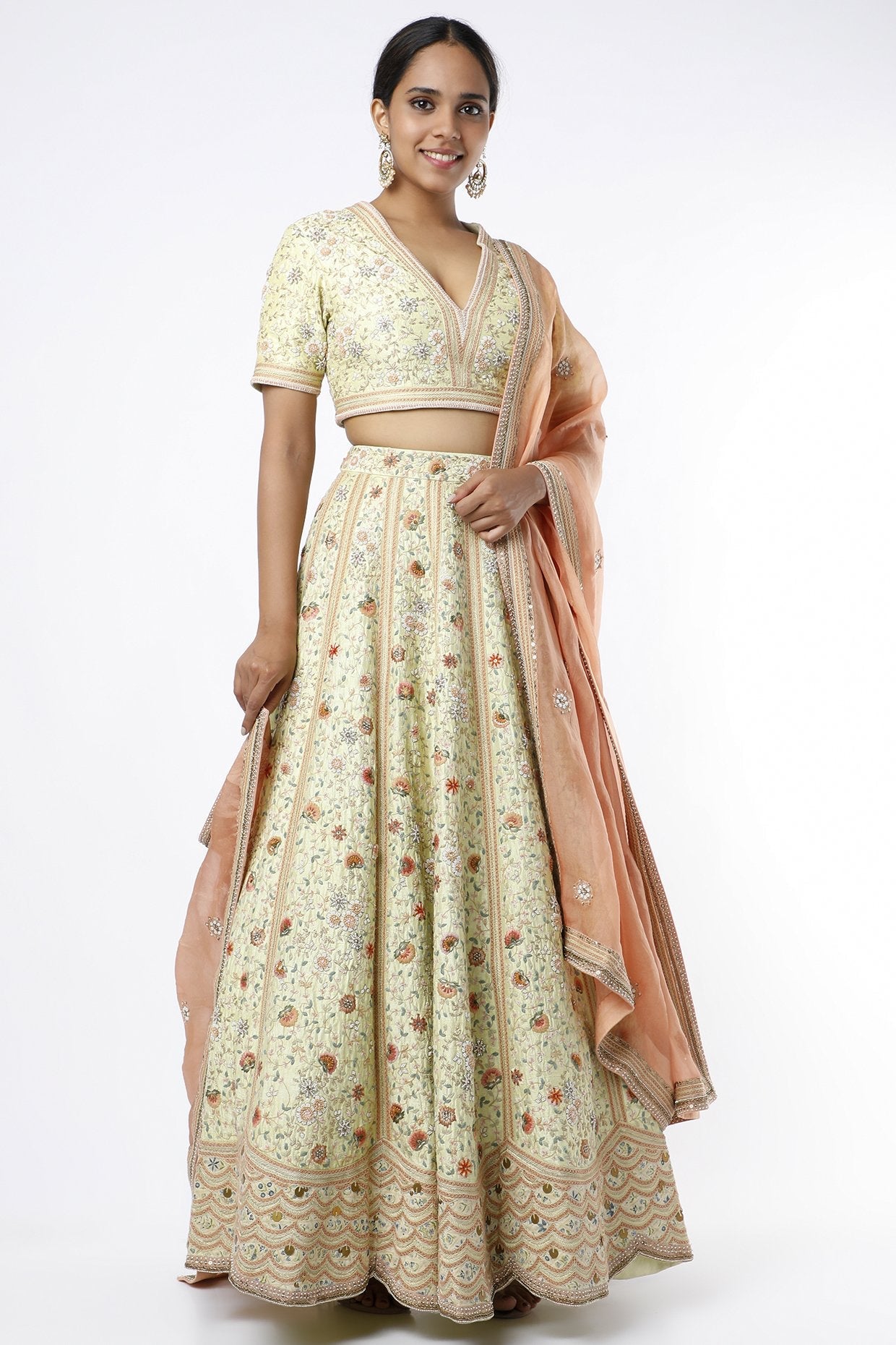 Mint Green Embroidered Lehenga Set