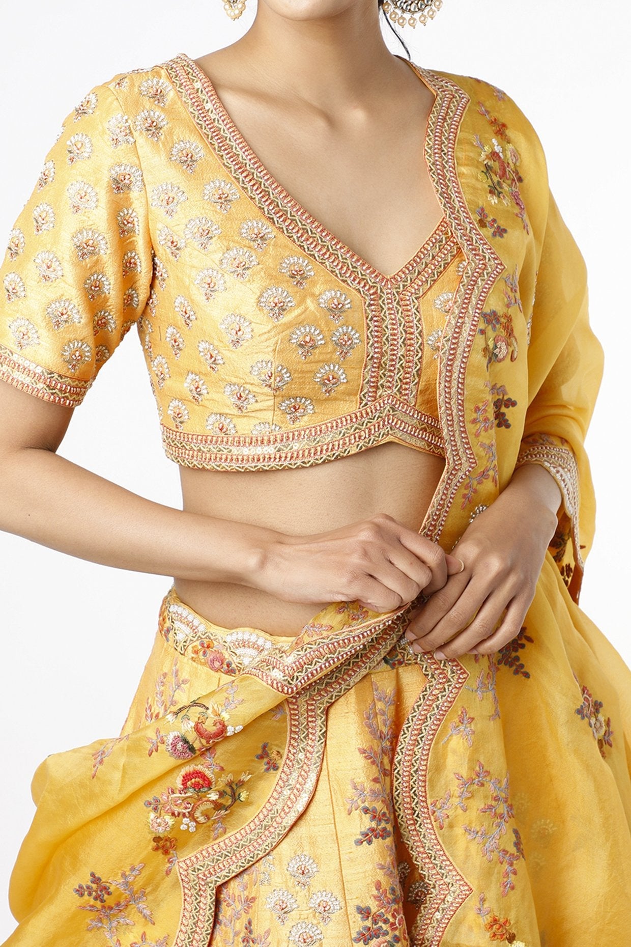Yellow Embroidered Lehenga Set
